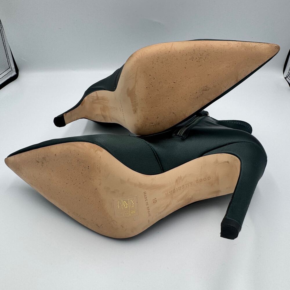 Good American The Icon Satin Sock Bootie Emerald Green Pointed Stiletto Heel 10 - Picture 8 of 16
